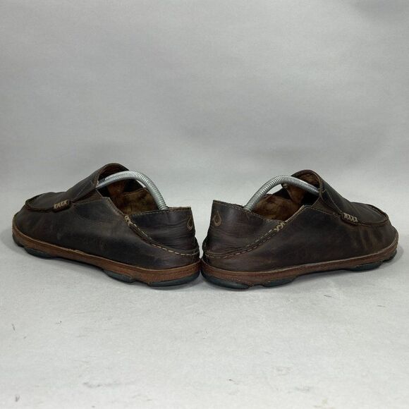 Olukai Moloa Shoes Men's Size 10.5 Brown Leather‎ Comfort Casual Slip On Loafers - Picture 6 of 10